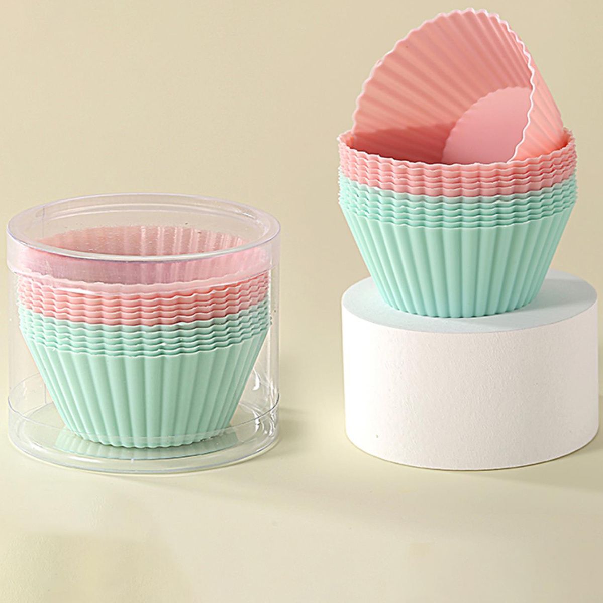 12pcs Silicone Baking Cups; Reusable Cupcake Liners; Non-stick Muffin Cups; Cake Molds Set; Standard Size Cupcake Holder