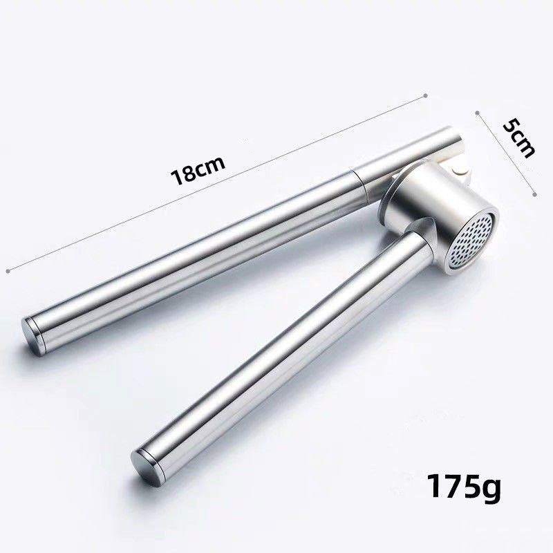 Kitchen Garlic Press with Soft;  Easy to Squeeze Ergonomic Handle - Garlic Mincer Tool with Sturdy Design Extracts More Garlic Paste - Easy to Clean Garlic Crusher and Ginger Press (Silver)