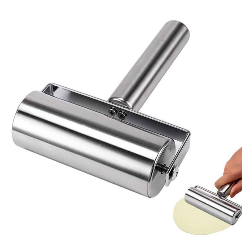 1pc, Baker Roller, 360 Degree Rolling Baker Roller, Stainless Steel Roller For Baking, Creative Stainless Steel Dough Roller, Non-stick Pastry Roller, Pizza Cooking Tool, Kitchen Supplies