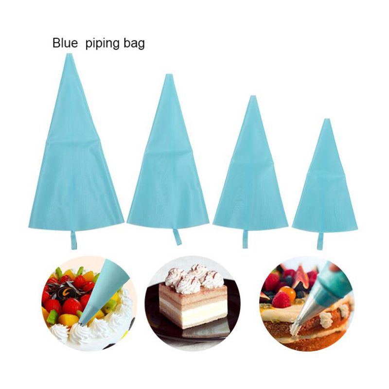 Set of 4 Sizes Pastry Bag Set Silicone Blue Color Reusable Icing Piping Bag Baking Tool Cookie Cake Decorating Bag