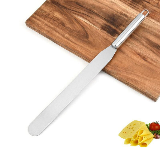 Cake Decorating Spatula Stainless Steel Butter Cake Cream Straight Bend Spatula Spreader Scraping, Smoothing, Icing, Frosting Baking Tool Fondant Pastry Tool (37.2 cm, Straight)