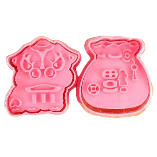 2 Sets Lion Dancing/Lucky Bag Shape Cookie Cutters Biscuits Mold DIY Cake Sugarcraft Pastry Bakeware Decoration