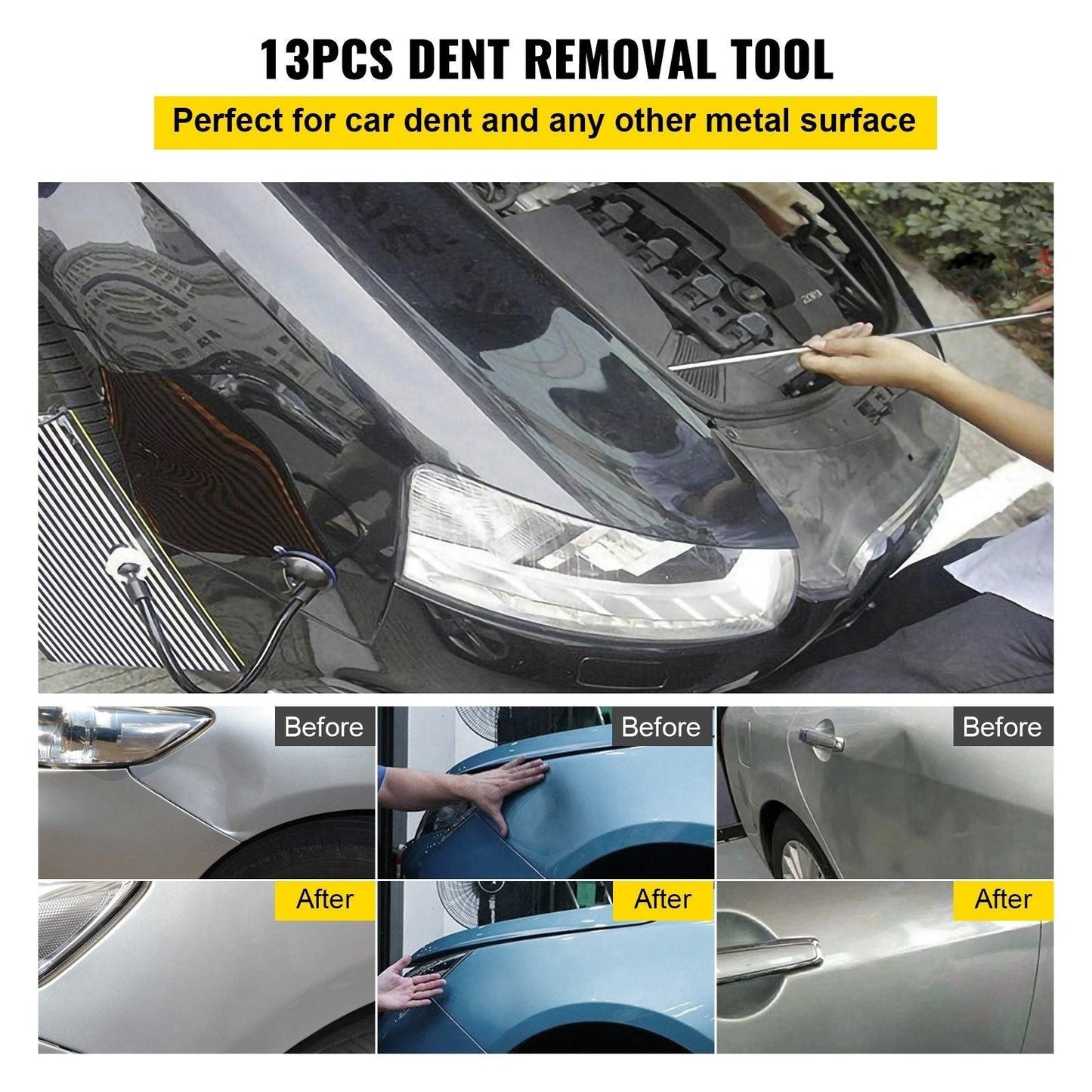 Stick Dent Removal Kit, paintless Dent Repair stick, Stainless Steel Dent Repair stick, Whale Tail Dent Repair tool, professional hail dent removal tool for minor dents, door dings and hail damage