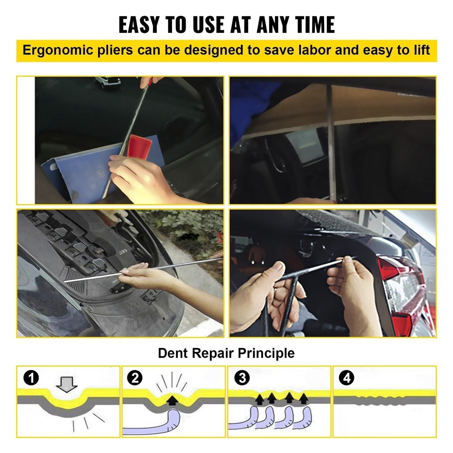 Stick Dent Removal Kit, paintless Dent Repair stick, Stainless Steel Dent Repair stick, Whale Tail Dent Repair tool, professional hail dent removal tool for minor dents, door dings and hail damage