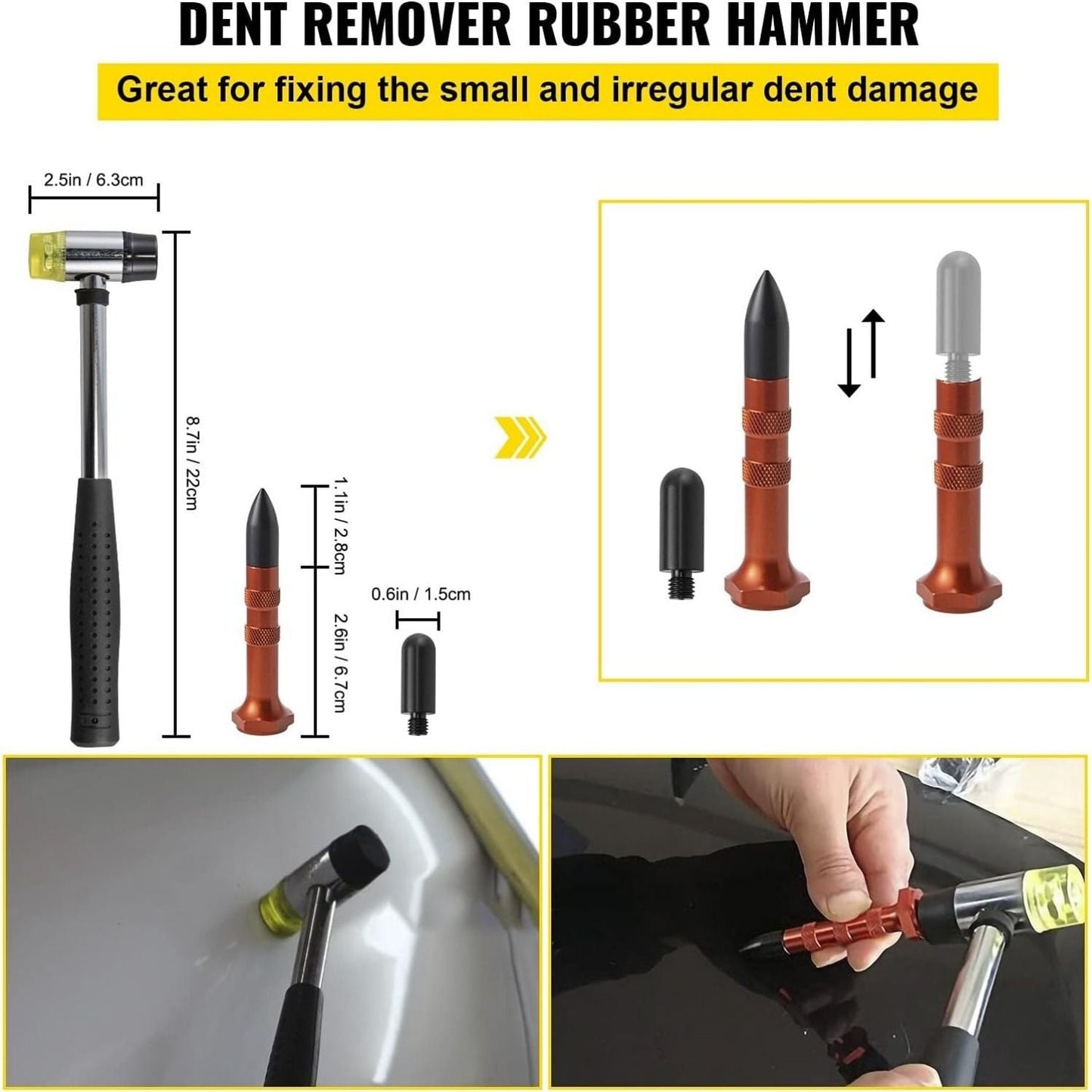 Stick Dent Removal Kit, paintless Dent Repair stick, Stainless Steel Dent Repair stick, Whale Tail Dent Repair tool, professional hail dent removal tool for minor dents, door dings and hail damage